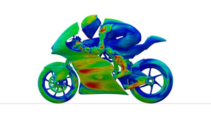 Hasil slipstream motor MV Agusta di wind tunnel virtual