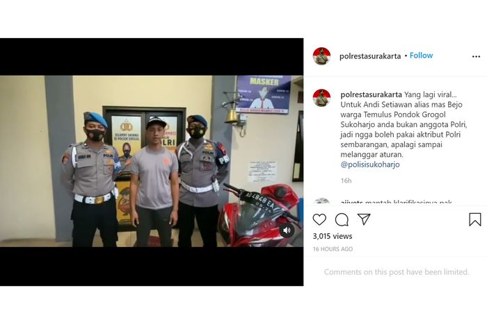 Andi Setiawan alias Bejo, sosok pengguna Kawasaki Ninja 250 FI merah dengan kaos polisi yang berkendara tanpa menggunakan helm