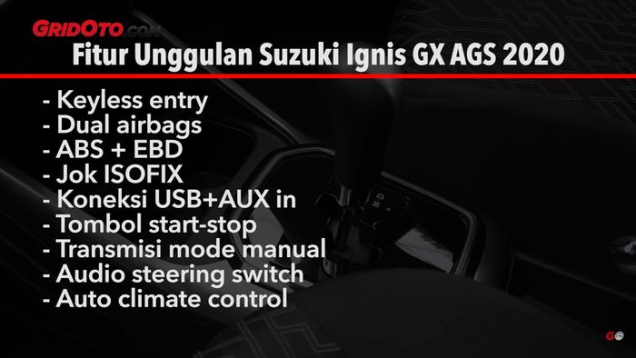 Fitur Unggulan Suzuki Ignis GX AGS 2020.