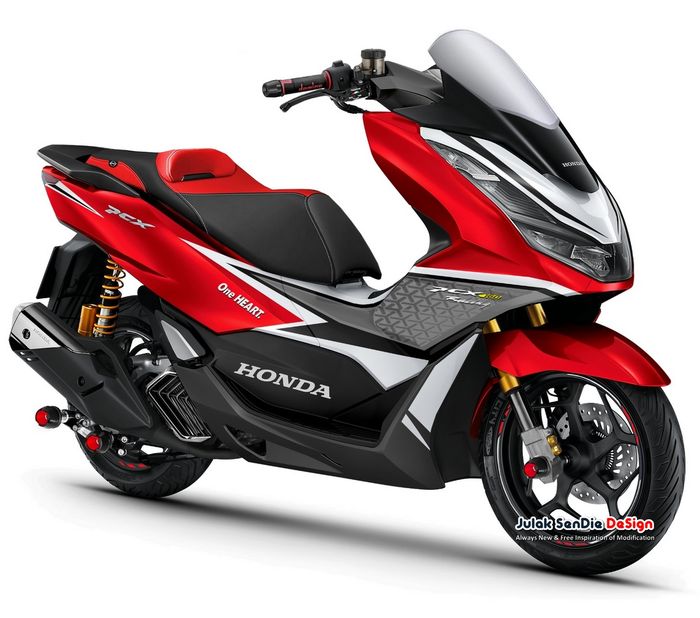 Digital modification (digimod) All New Honda PCX 160 karya Julak Sendie Design (JSD) berlivery Honda Racing Red