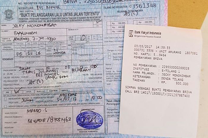 Ilustrasi foto surat tilang