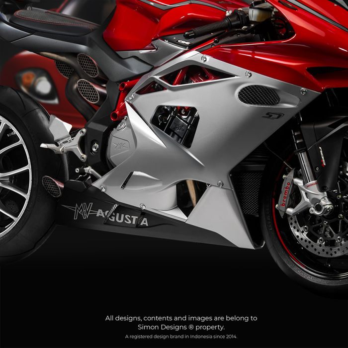 Warna silver dan merah mengkombinasikan warna khas dari MV Agusta F4 dengan Ferrari F430