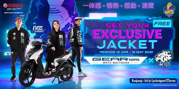 Kolaborasi Yamaha Gear 125 dengan EVOS menghasilkan exclusive jacket