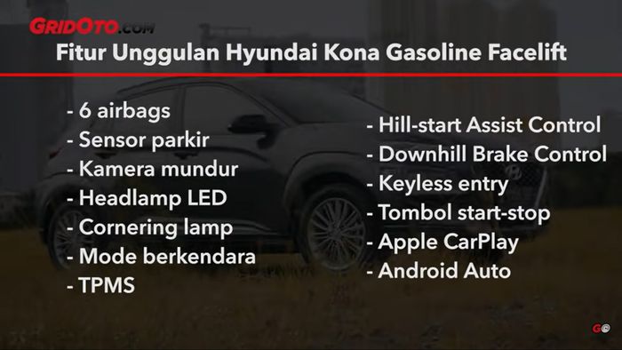 Fitur-fitur Hyundai Kona Gasoline