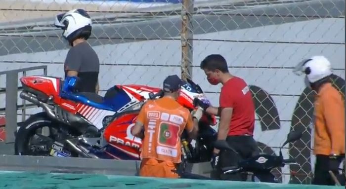 Motor Jorge Martin usai kecelakaan di tikungan 7 sirkuit Portimao pada FP3 MotoGP Portugal