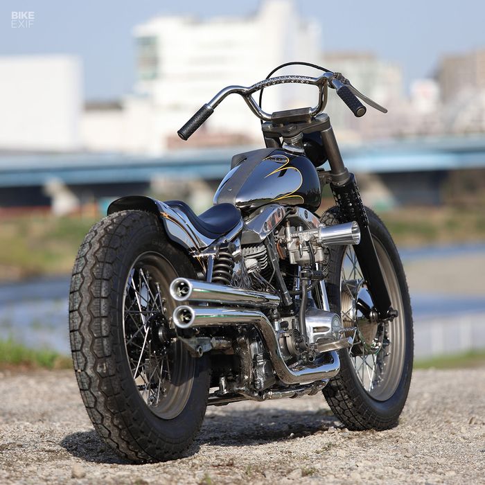 Harley-Davidson FLH Shovelhead bobber yang begitu keren