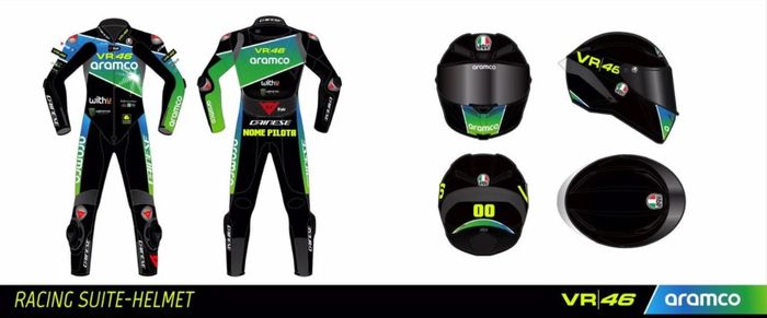 Desain untuk racing suit Aramco VR46