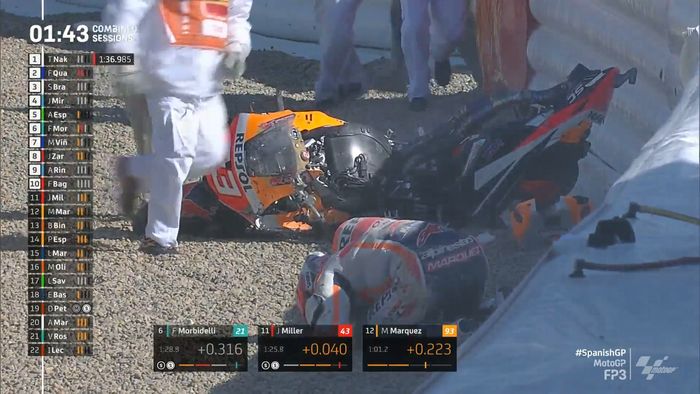 Kecelakaan Marc Marquez di FP3 MotoGP Spanyol 2021