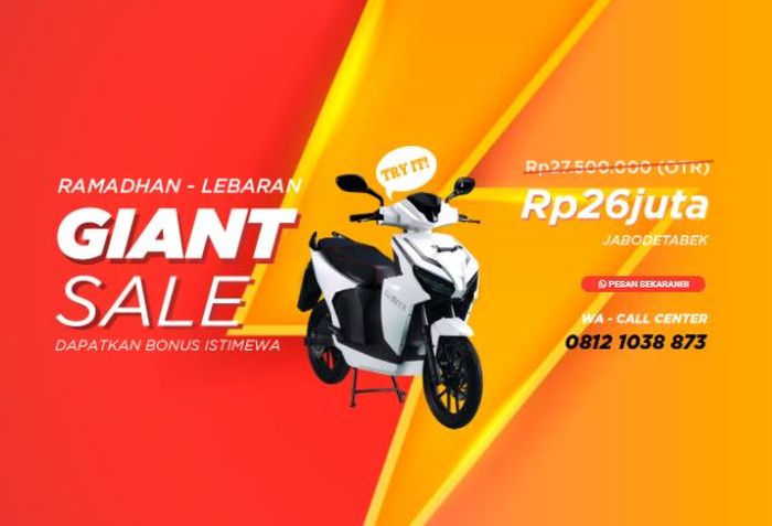 Tangkapan layar promo diskon harga motor listrik Gesits di situs resminya.