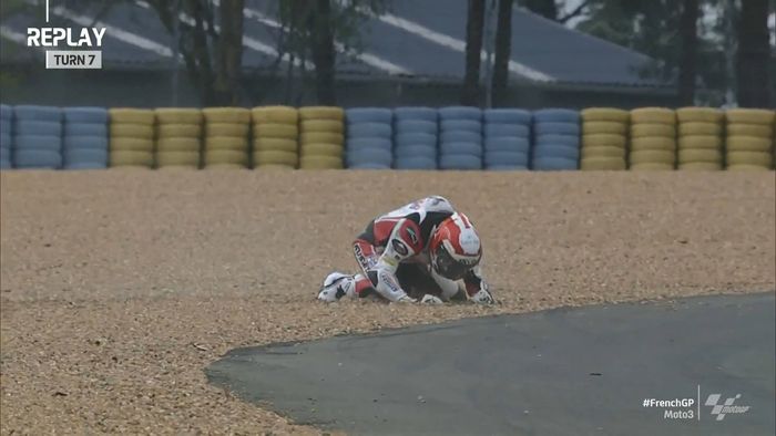 Andi Gilang alami crash high side di FP2 Moto3 Prancis 2021