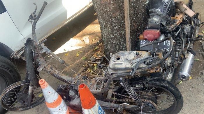 Bangkai Honda Supra dan GL125 setelah terbakar