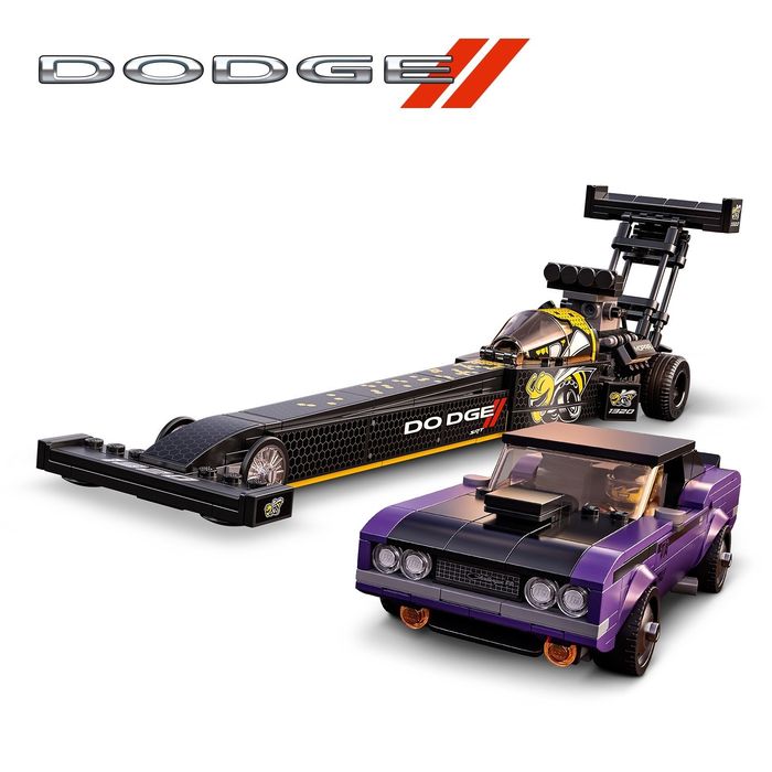 Kerja sama Dodge dan Lego membuatkan mainan rakitan Dodge Charger T/A 1970 dan mobil drag race Top Fuel Dragster