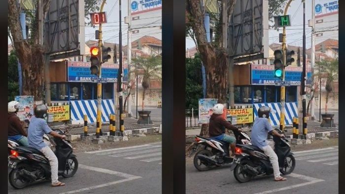 Video pengendara Honda Spacy dan Vario yang terkena prank lampu APILL di Purwodadi, viral di media sosial.
