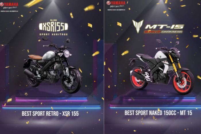 Yamaha MT-15 menyabet gelar Best Sports Naked 2021 dan Yamaha XSR 155 dinobatkan sebagai Best Sports Retro 2021.