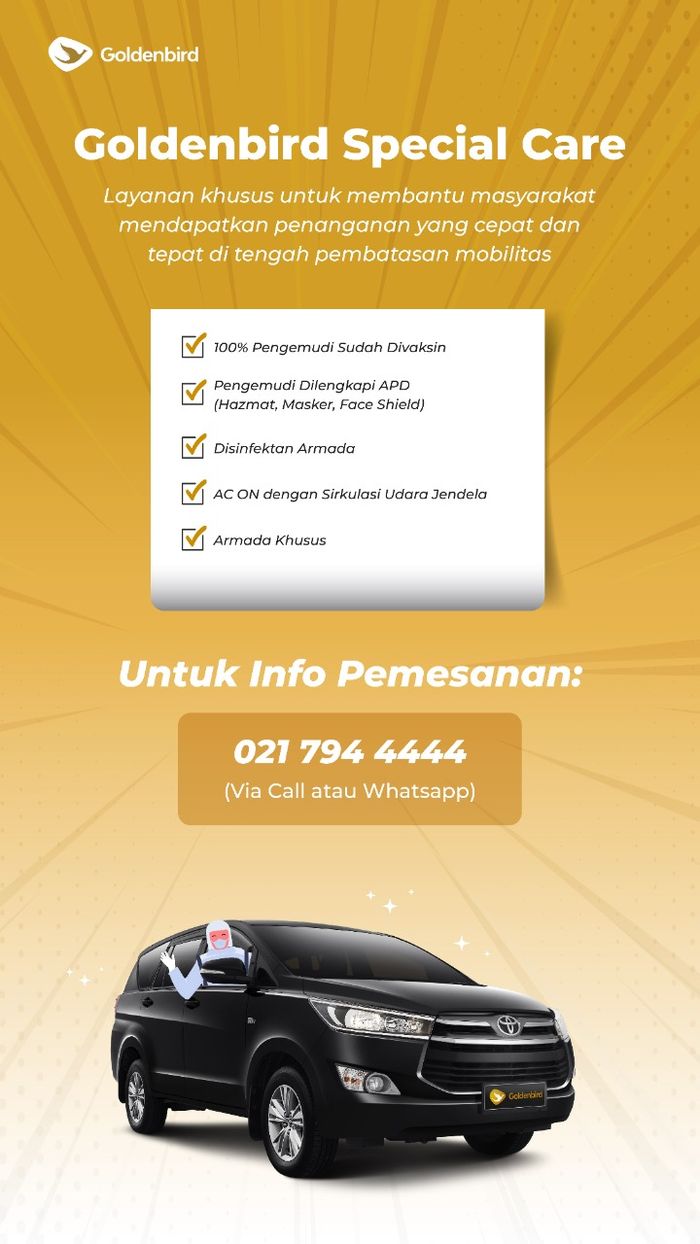 Informasi pemesanan layanan Goldenbird Special Care