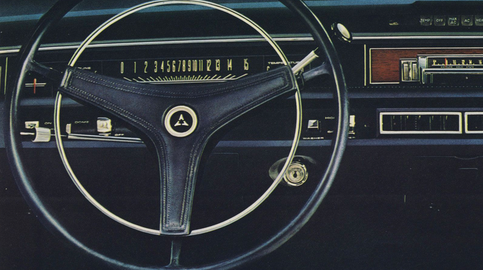 Logo Fratzog pada setir Dodge Polara 500