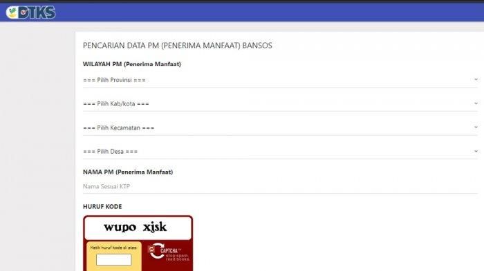 Tampilan laman cekbansos.kemensos.go.id - Cek nama penerima BST Rp 600 Ribu Mei-Juni 