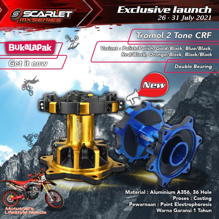 Sedang ada exclusive launch untuk tromol CRF150L Scarlet Racing di marketplace Bukalapak