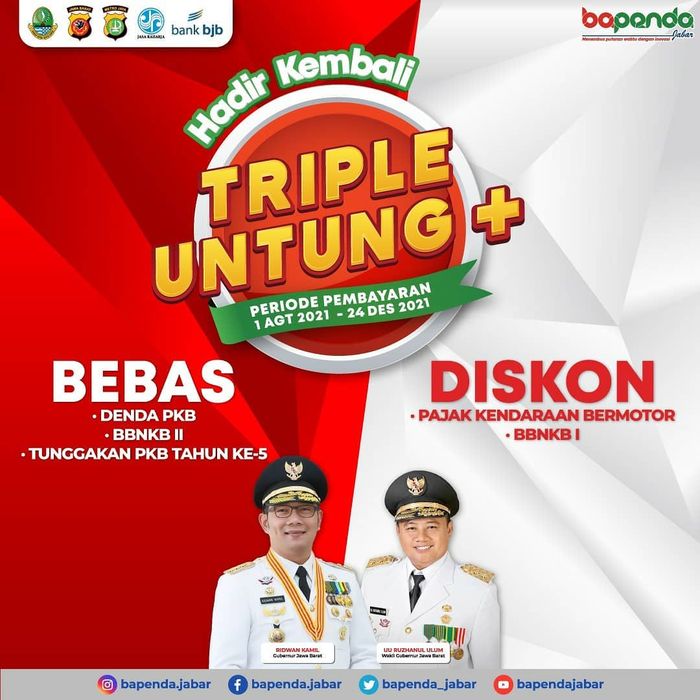 Program Triple Untung Plus banyak keringanan pajak kendaraan di Jawa Barat