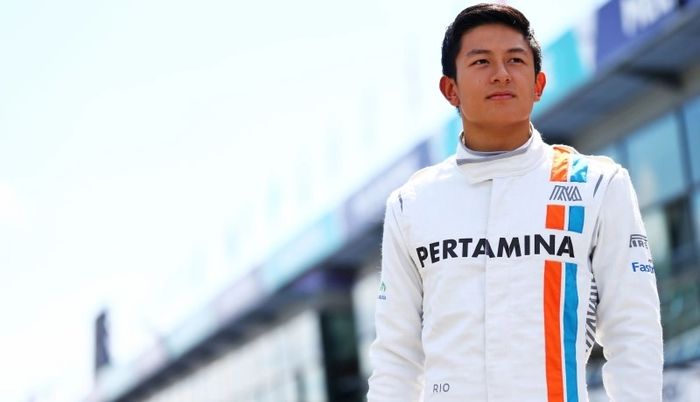 Rio Haryanto saat debut di F1 bersama Manor Racing tahun 2016. 