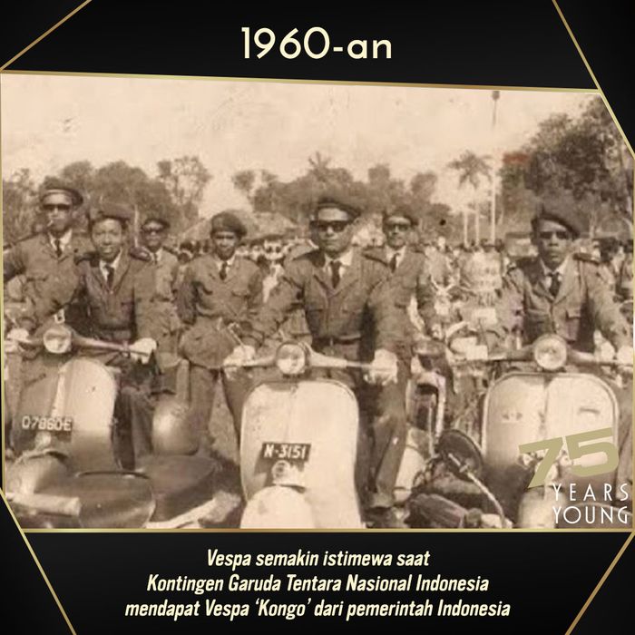 Di tahun 1960-an, Kontingen Garuda Tentara Nasional Indonesia mendapatkan Vespa 'Kongo' dari pemerintah Indonesia