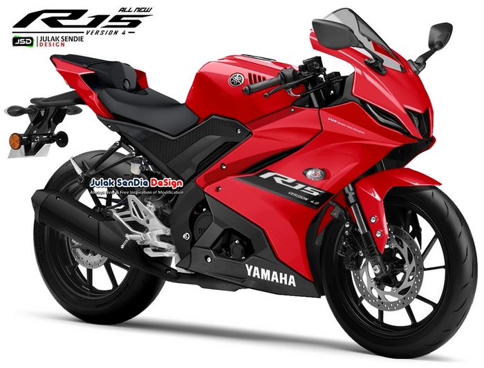Yamaha YZF-R15 generasi ke-4 versi digimod karya Julak Sendie Design (JSD) warna merah