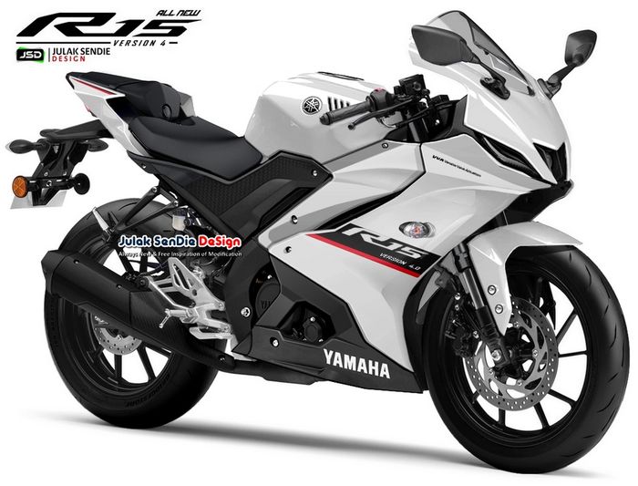 Yamaha YZF-R15 generasi ke-4 versi digimod karya Julak Sendie Design (JSD) warna putih