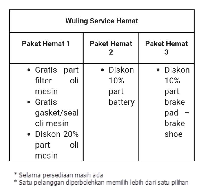 Paket Wuling Service Hemat