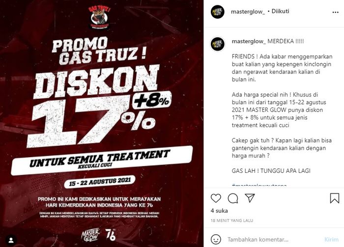 Promo diskon 17% di masterglow