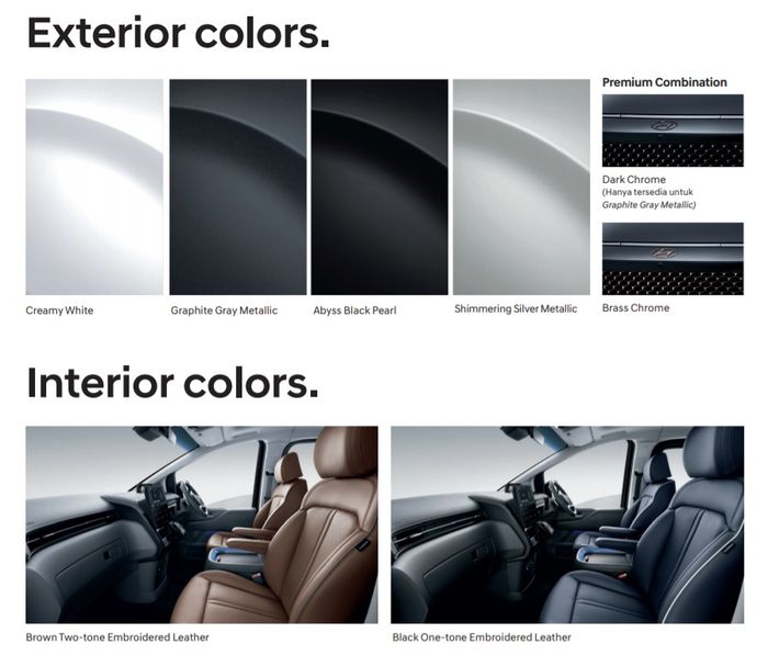 Dibanderol mulai Rp 888 juta, Hyundai Staria punya 4 pilihan warna eksterior dan 2 pilihan warna interior.