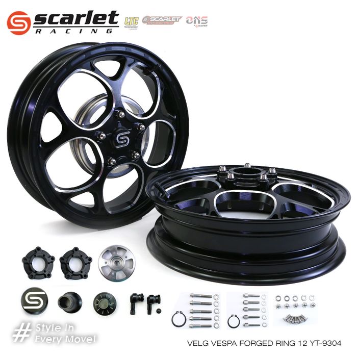 Pelek Vespa modern Scarlet Racing tipe YT-9304 warna black