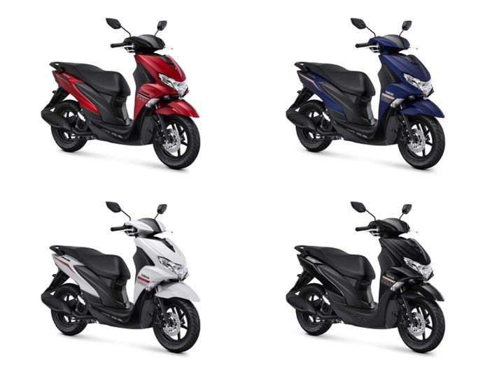 Yamaha FreeGo Standard Version warna Mettalic Red, Mettalic Black, Mettalic White, dan Mettalic Blue.