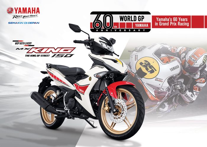 Yamaha MX King 150 dengan warna dasar putih dan dibekali speed block merah yang khas