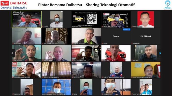 Foto bersama saat pembekalan materi secara virtual tentang Teknologi Daihatsu ke Guru SMK se-DKI dan Banten