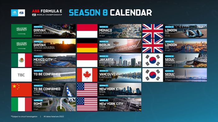 Kalender sementara Formula E 2022, Jakarta jadi seri kesembilan.