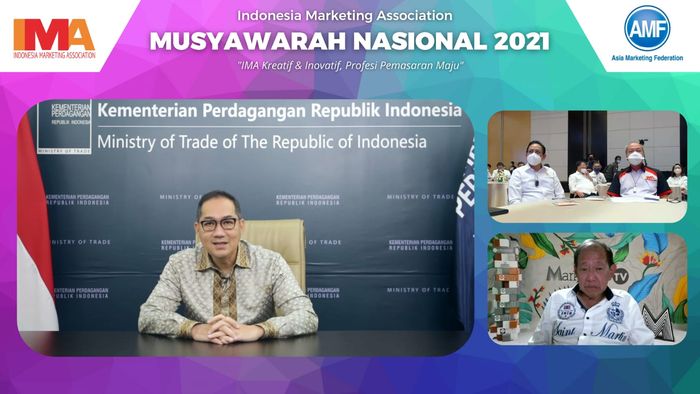 Menteri Perdagangan Republik Indonesia, Muhammad Lutfi dalam sesi pembukaan Musyawarah Nasional IMA 2021.