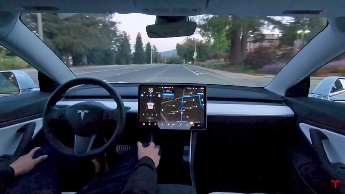 Ilustrasi Tesla Full Self-Driving.