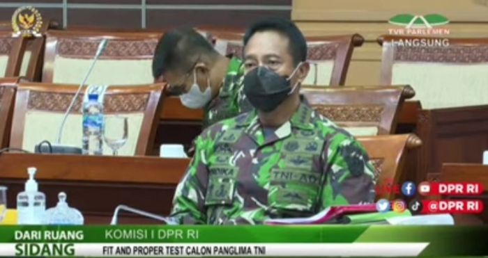 Tangkapan layar youtube DPR RI, saat Rapat Komisi 1 terkait Uji Kelayakan dan Kepatutan terhadap calon Panglima TNI, Jendral TNI Andika Perkasa.