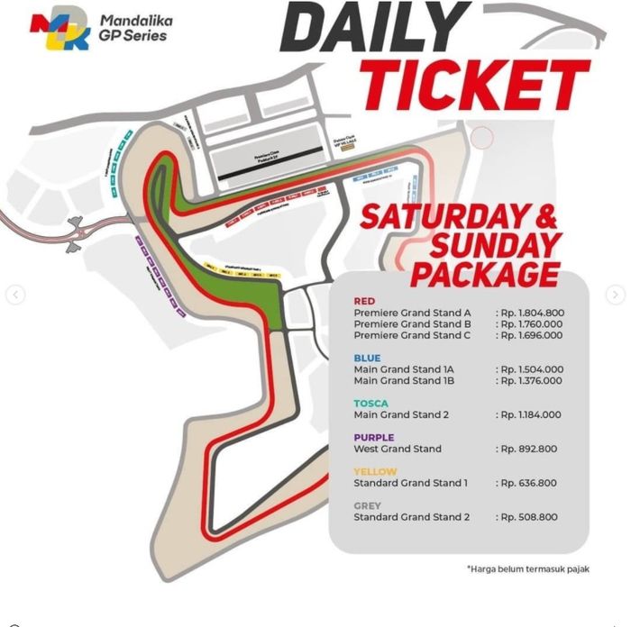Harga tiket paket hari Sabtu-Minggu WorldSBK Indonesia 2021 di Mandalika