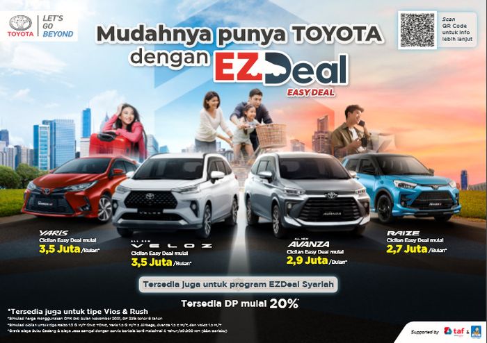 Program paket cicilan ringan EZDeal bagi enam produk Toyota