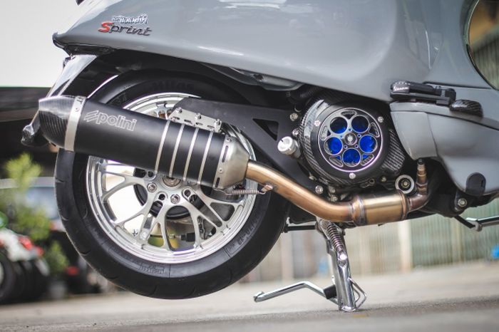 Sektor mesin diberi muffler Polini