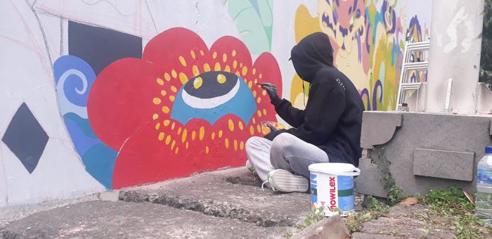 Salah satu pemural di Tembok Gedung Kompas Gramedia