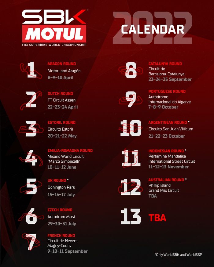 Kalender WorldSBK 2022, Sirkuit Mandalika mulai bulan November lagi.