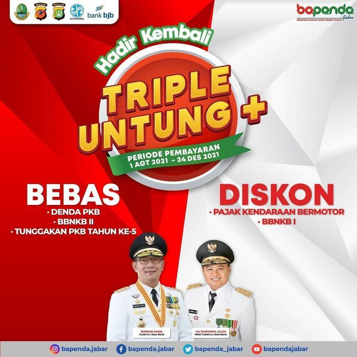 Program Triple Untung Plus banyak keringanan pajak kendaraan di Jawa Barat sampai 24 Desember 2021