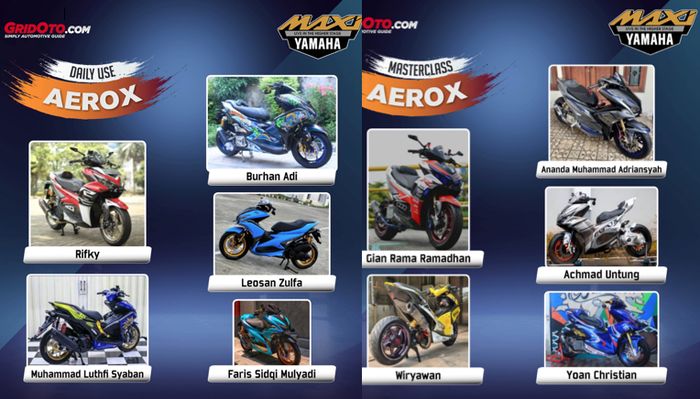 10 peserta Yamaha Aerox yang lolos finalis Customaxi online 2021