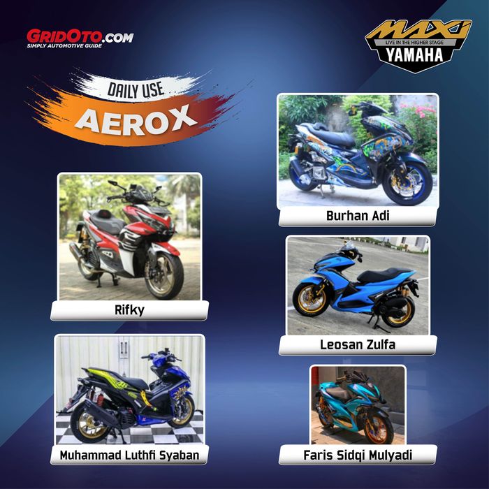 5 Peserta Yamaha Aerox lolos finalis online Customaxi 2021 kelas dailyuse