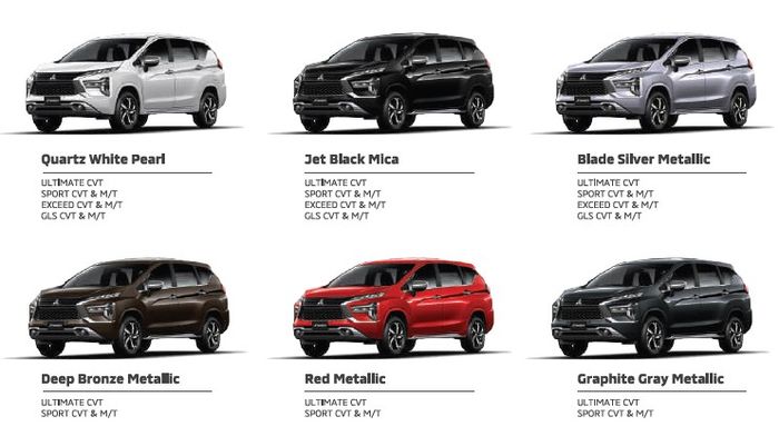 Pilihan warna Mitsubishi Xpander bersama dengan guide varian.