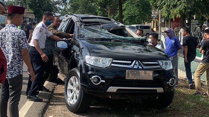 Kondisi Pajero Sport yang ditumpangi Sekkab Lampung Timur 