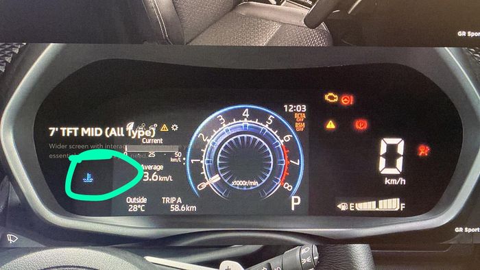 Indikator suhu (dilingkari warna hijau) Toyota Raize