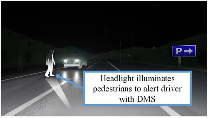 Ilustrasi teknologi ADAS lampu adaptif EMIRAI xS Drive.